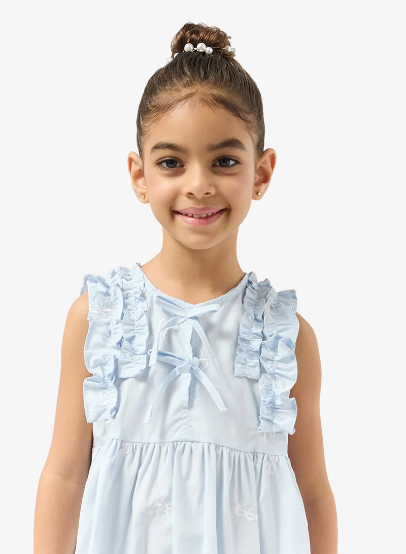 Pinata  Blue Frill Shoulder Summer Dress for Women | Best Price UAE